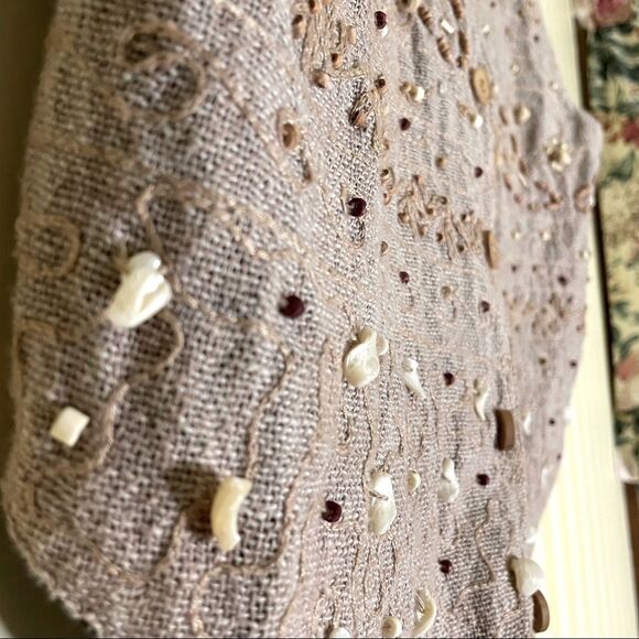 Vintage Natural wear Vision 1 textured vest with wood, shells, beads sz. - Picture 6 of 10